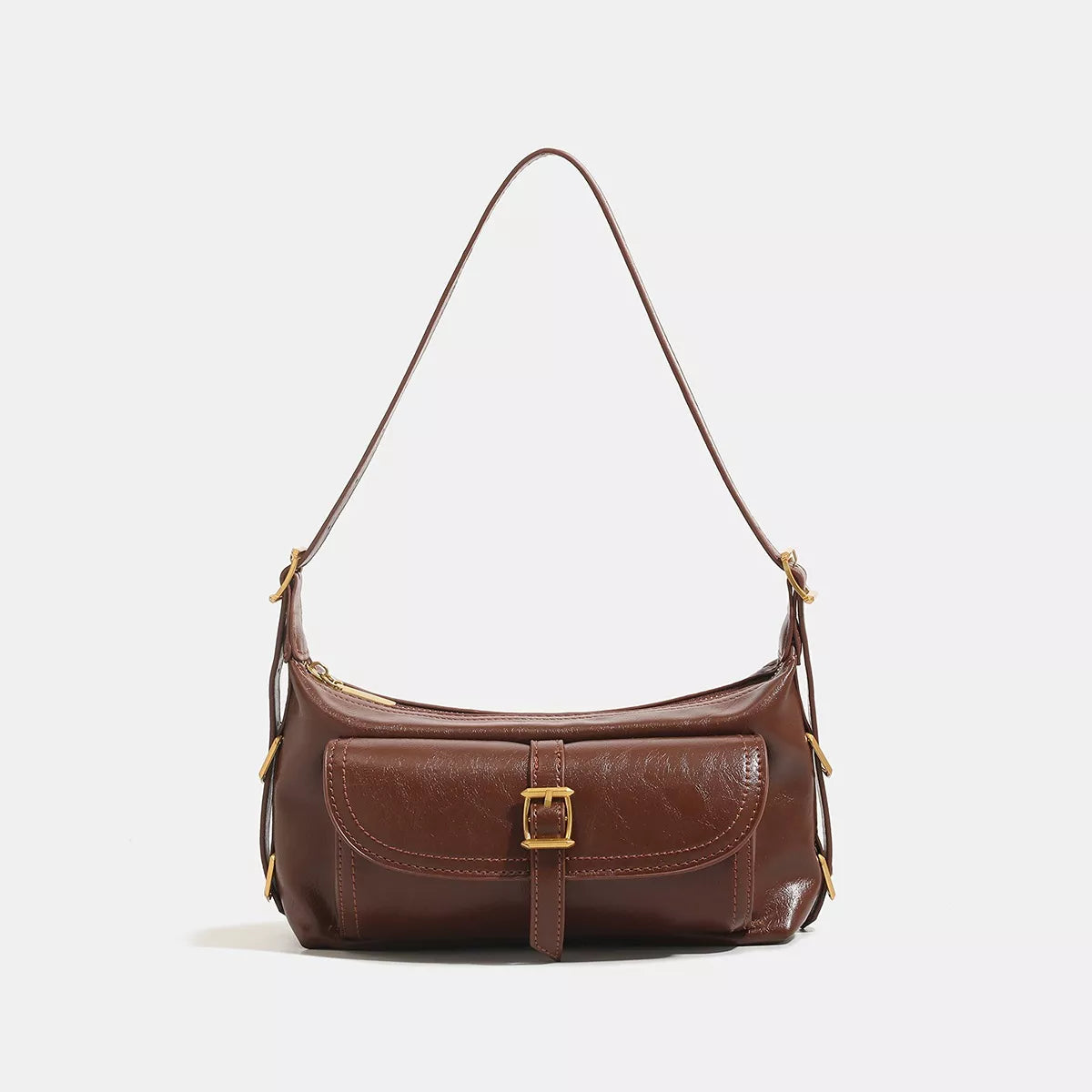 NOLVIYA Vintage PU Leather Shoulder Bag with Buckle Detail - product image 1