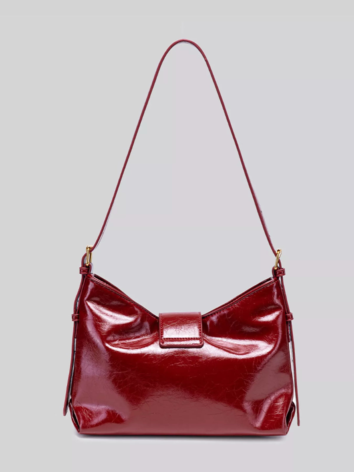 NOLVIYA Glossy PU Leather Shoulder Bag with Gold Accent - product image 3