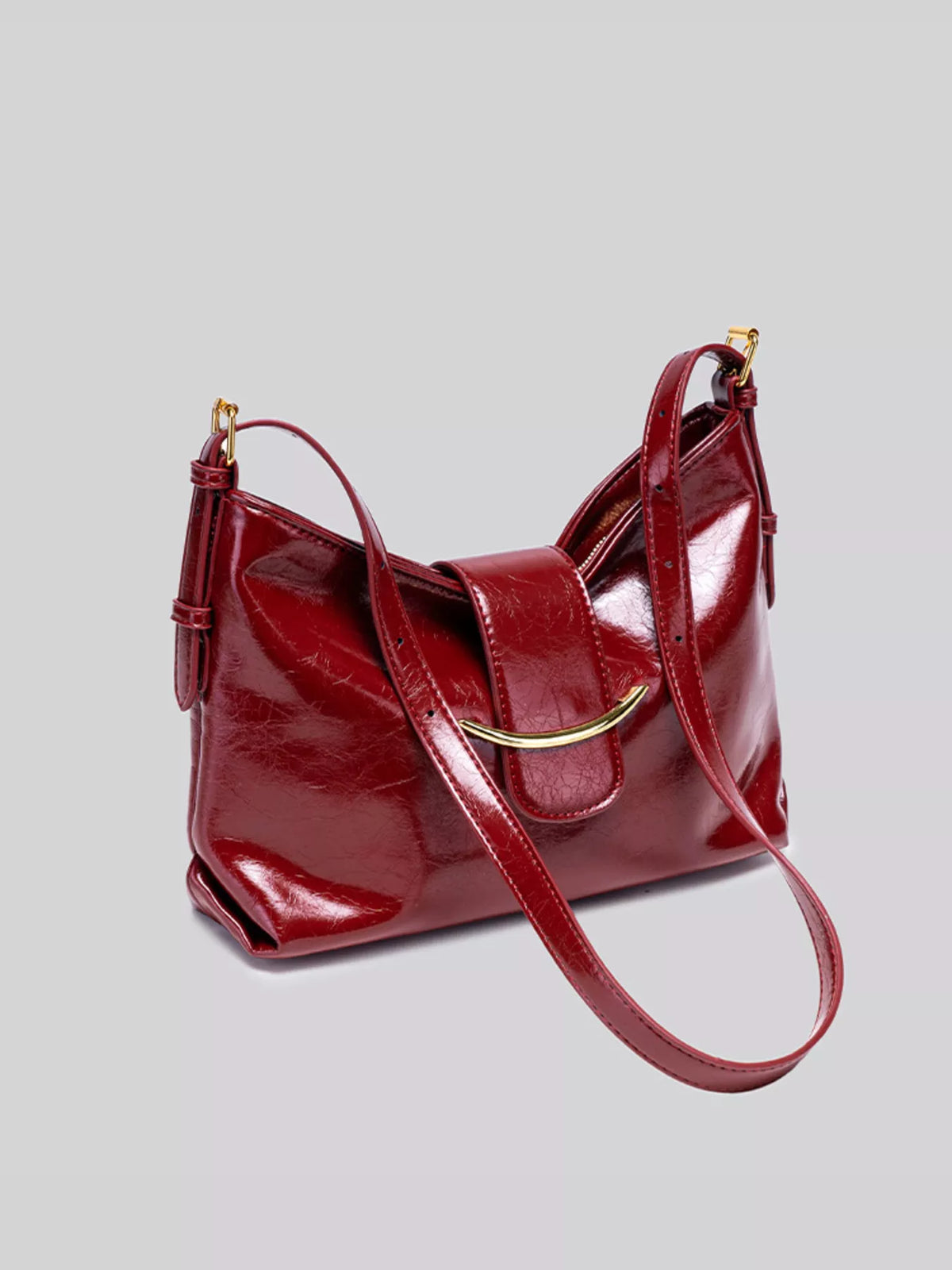 NOLVIYA Glossy PU Leather Shoulder Bag with Gold Accent - product image 6