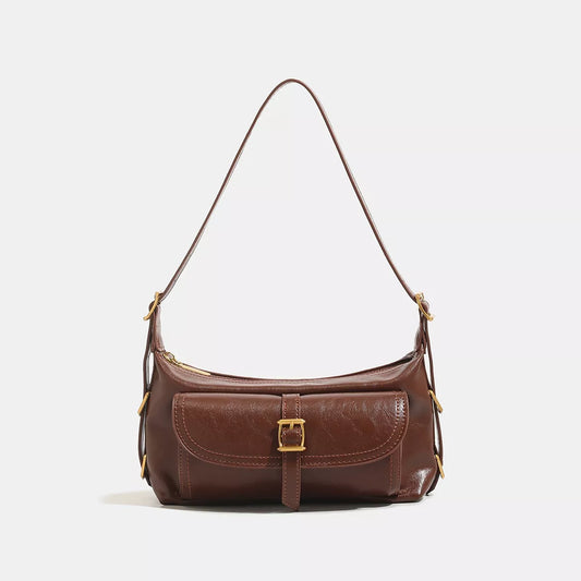 NOLVIYA Vintage PU Leather Shoulder Bag with Buckle Detail - product image 1
