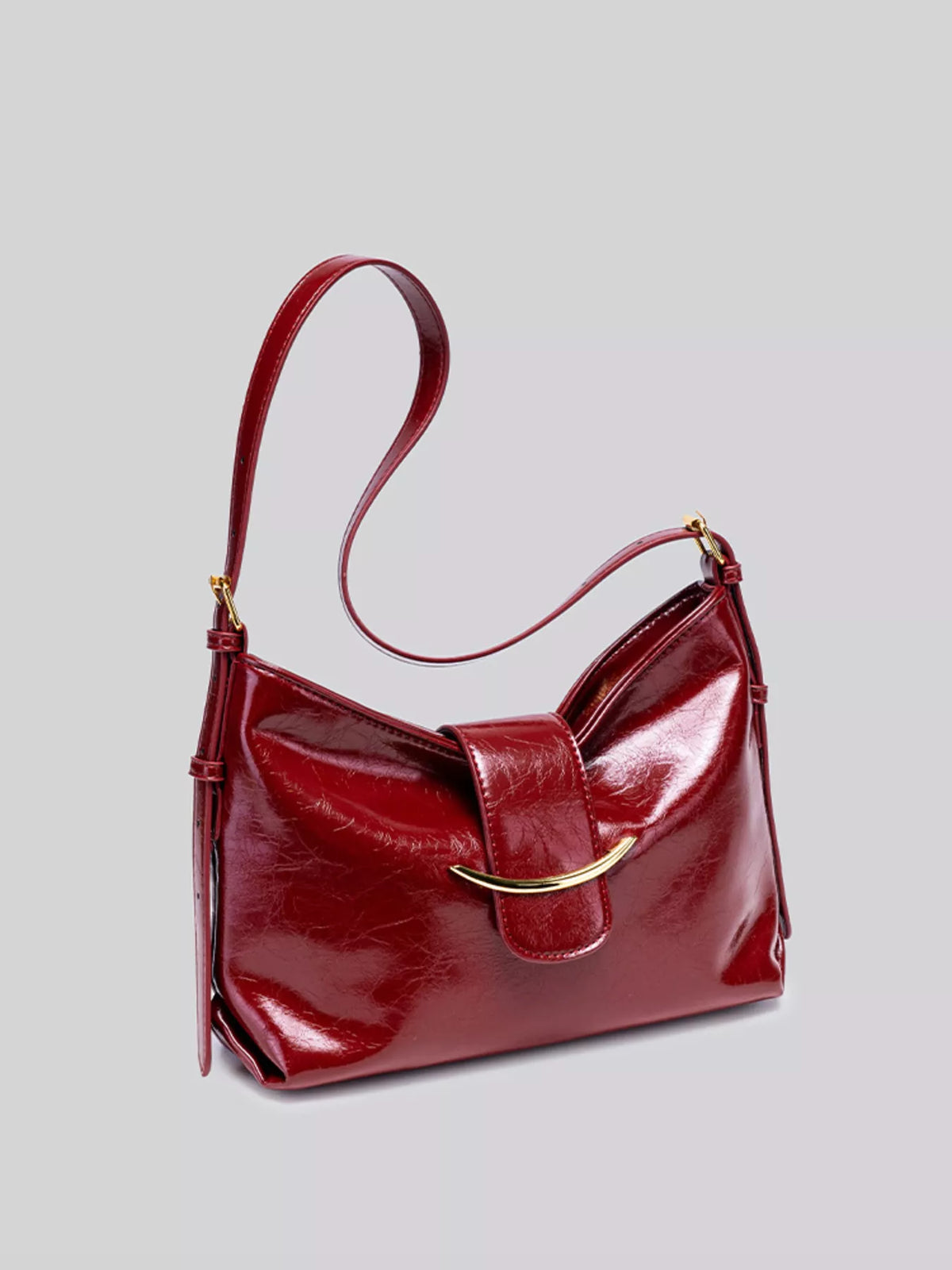 NOLVIYA Glossy PU Leather Shoulder Bag with Gold Accent - product image 7