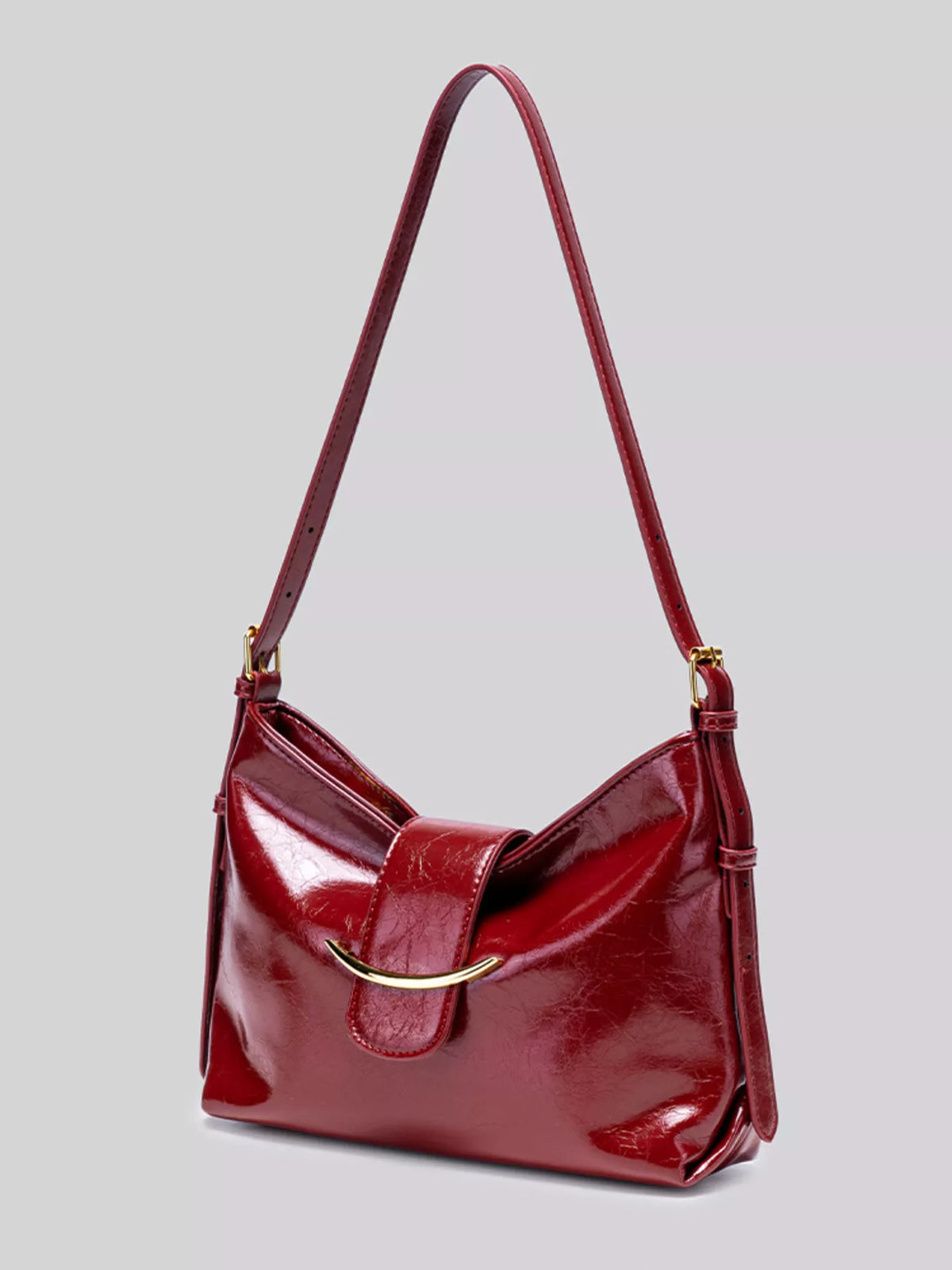 NOLVIYA Glossy PU Leather Shoulder Bag with Gold Accent - product image 2