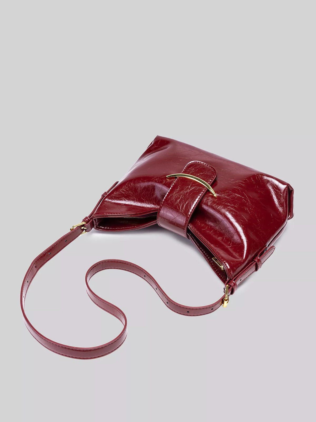 NOLVIYA Glossy PU Leather Shoulder Bag with Gold Accent - product image 8