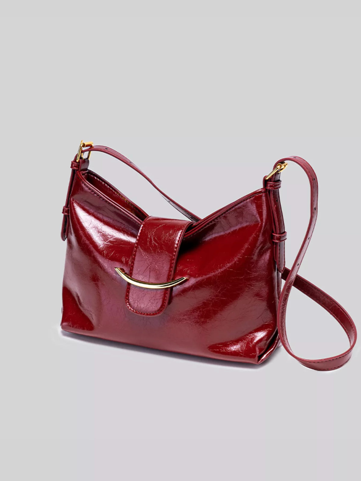 NOLVIYA Glossy PU Leather Shoulder Bag with Gold Accent - product image 4