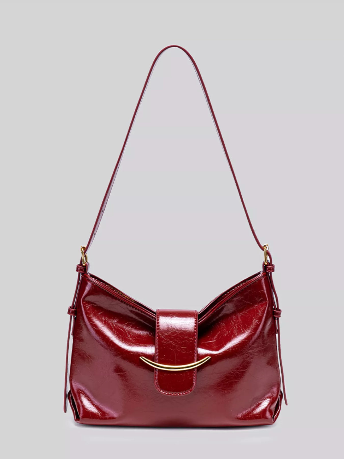 NOLVIYA Glossy PU Leather Shoulder Bag with Gold Accent - product image 1